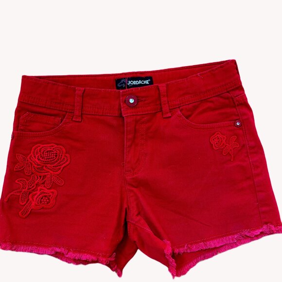 JORDACHE RED CUT-OFF JEAN SHORTS GIRLS SIZE 10 - Picture 1 of 14